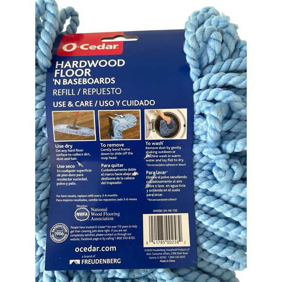 O-Cedar Hardwood Floor 'N Baseboards Dust Mop Refill Machine Washable New! - Picture 4 of 5